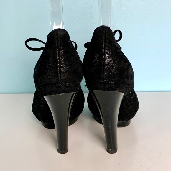 Coach Teagan Black Shimmer Lace Up Heels Size 7 - Picture 6 of 10